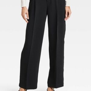 Women's A New Day Signature Crepe Essential Trouser Wide-Leg Black Size 8